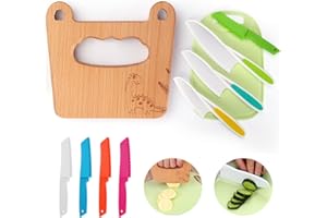 Goodchef Set de couteaux de cuisine pour enfants, 10 pièces, pour couper et cuisiner des fruits ou des légumes pour les jeunes enfants, comprend un couteau en bois et une planche à découper.
