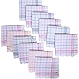 Kuber Industries Handkerchiefs | Soft Cotton | Hankies for Woman | Hankies for Girls | Check Cutwork | Rumal for Woman | Girls | Wicking Sweat | Set of 12 | White