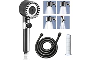 WENOSDA Duschkopf Sparduschkopf Wassersparend, Hochdruck Handbrause mit 1,5 M Schlauch & 2 Filter,3 Strahlarten,Massage Duschkopf Wasserspar Regendusche (Grau)