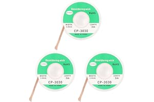 GUCASS Lot de 3 tresses à dessouder - Fil à dessouder en cuivre 3,0 mm x 3 m | Idéal pour dessouder et enlever l'étain à souder aux points de soudure | Fil à souder haute