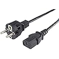 PremiumCord Câble d'alimentation 230V 2m, Câble d'alimentation avec Contact de Mise à la Terre pour la Prise C13, IEC 320, Câ