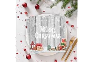 WENTSENT Christmas Napkins Paper Wood Vintage, 40Pcs Merry Christmas Serviettes Napkins, Disposable Christmas Party Napkins, Christmas Napkins Table Decoration (Christmas L, 40P)