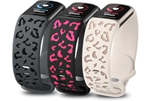 Minyee 3 Packs Leopard Engraved Band Compatible with Fitbit Charge 6 Bands/Fitbit Charge 5 Bands Women, Two-Tone Cheetah Soft Silicone Sport Designer Summer Replacement Wristband Strap for Charge 6/5