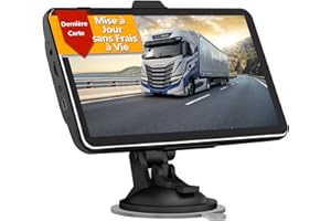 GPS Voiture, TOUTBIEN 2,5D Incurvé Écran Tactile Navigation Auto 7 Pouces GPS Poids Lourds Dernière Cartes UK Europe Cartographie Mise à Jour sans Frais à Vie, Alertes de Caméra/Vitesse, Guidage Vocal