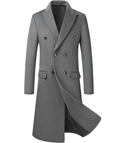 Trench Classique Pour Homme - Coupe Longue, Boutonnage Simple - En Polyester-coton - Taille S à 2XL - Noir, Bleu Marine, Gris, Café