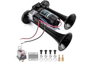 ‎WADEO WADEO Klakson Pneumatyczny Do Ciężarówek12v 150db, Super Mocny Zestaw Podwójnej Trąbki Powietrznej Ze Sprężarką Do Wszystkich Pojazdów 12v, Ciężarówek, Pociągów, łOdzi, Samochodów, Furgonetek