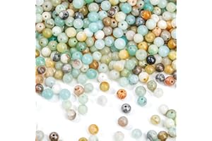 EUES 180 Stück 4mm Runde Natürliche Amazonit Perlen, Edelstein Perlen, Edelsteine zum Auffädeln für DIY Armband Halskette Schmuckherstellung, Partys, Feiertage