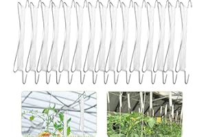 Abnaok Gancho para tomates con cuerda, 15 unidades de tomates, pepinos y 15 hebillas para plantas, ganchos para invernadero para otras verduras, cuerda de 10 m, gancho para tomates con clips de