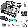 【2-in-1】 CNC Router Machine, GHWMYD Upgraded Engraving Machine, 3w Module, Mini Offline Control, 20 pcs CNC Router Bits, 3018 Pro-M GRBL Engraver, PCB PVC Wood DIY Engrave Milling Machine