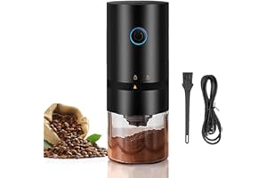 verger de gascogne Electric Burr Coffee Grinder, Muli Grind Setting, with Clean Brush, USB Rechargeable, for Kitchen and Office, 13 W, 120 milliliters, Black