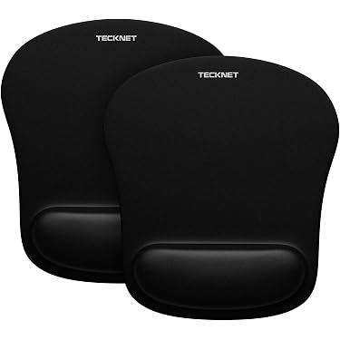 Tappetino Mouse Ergonomico Con Supporto Poggiapolsi, Nero, Antiscivolo, Memory Foam, Per Ufficio E Casa