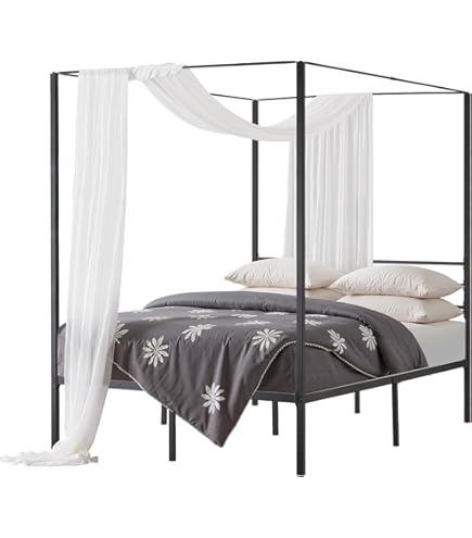 Lit 200x200 Moustiquaire De Lit à Quatre Coins Just Relax - Blanc, Pour Lits Double/Queen/King - Protection Insectes, Décoration Chambre