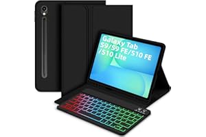 ‎BETTDOW Bettdow für Samsung Galaxy Tab S10 Lite/ S10 FE 10,9" 2025 Tastatur Hülle, QWERTZ Layout Abnehmbarer Beleuchtete Tastatur mit Hülle für Galaxy Tab S10 FE/ S9 FE 10,9 Zoll/ S9 11 Zoll, Schwarz