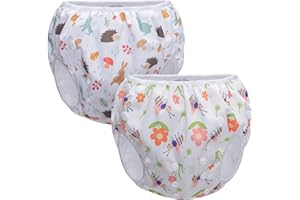 Teamoy Baby Swim Nappy, Swim Trunks, Baby Swim Trunks, Boys, Baby Adjustable Swimsuit for 0-3 Years Baby, Bee and Hedgehog (2 Pieces)