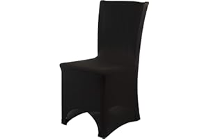 Trimming Shop Chair Cover Wedding Spandex Arched Front Chair Covers Stretch Fabric Removable Washable Protective Universal Slipcovers for Wedding Banquet Christmas Party Decoration, Black, 1PC