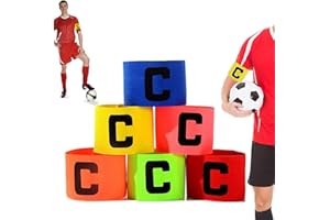 TADPOLEZ 6 Piezas Brazalete De Capitán De Fútbol,Brazalete Deportivo Capitan Multicolor Ajustable Brazalete Elástico Estándar C Banda De Capitán para Jóvenes Adultos Apto para Deportes Fútbol Y Rugby