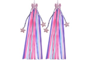 Grevosea 2 Pcs Kids Bike Streamers, Colorful Handlebar Tassels Bicycle Accessories Scooter Bicycle Tricycle Handlebar Streamers Handle Bar Grips for Handlebars Fun Bike Boys & Girls