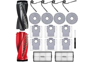 Akcesoria do Roborock Saros 10R, JKOISL 1 x główna szczotka rolkowa, 6 worków do kurzu, 4 x szczotki boczne, 2 filtry, 4 ściereczki do mopa, części zamienne, zestaw akcesoriów do robota odkurzającego