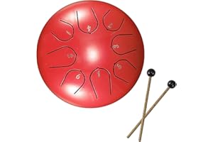 DEECOZY Slit Drums, Steel Tongue Drum, 6 inches 8 Tone D Key, Handpan Drum with Drumsticks, Bag, Finger Cover, Percussion Instrument for Musical Education Concert Mind Healing Yoga Meditation, Red