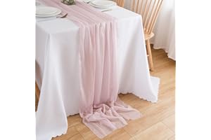CHUQING Runner da Tavolo in Chiffon, 70 x 300 cm, Rosa, Sottile, in Tessuto Decorativo per Matrimoni, Decorazione da Tavolo