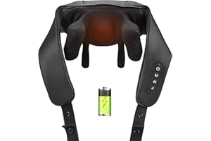 CAREBODA Masajeador Cervical y Espalda Inalámbrico y Manos Libres con Calor, Carga USB C, Masaje 6D de Hombros y Cuello Tejido Profundo, Masajeador Para Oficina Hogar, Regalo Ideal Para Hombres y Mujeres