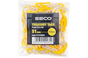 Seco Plastic Cross Bar Treasury Tags, 51mm, Pack of 100 - Yellow