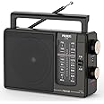 PRUNUS J-03 AM FM Radio Portable Plug in Wall or AA Battery Operated for Home&Outdoor, Large Speaker Excellent Sound, Excellent Reception 49cm ant, Large Tuning Knobs for Easy to Use,Gifts for Seniors