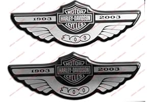 ADESIVI COMPULSIVI Escudo Logo calcomanía Harley Davidson, centenario 1903–2003, plateado, par de pegatinas resinatas, efecto 3D Para depósito o casco.