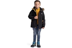 Trespass Chaqueta impermeable para niños, estilo parka, con capucha extraíble, resistente al viento, costuras selladas, abrigo escolar, chaqueta casual con forro polar