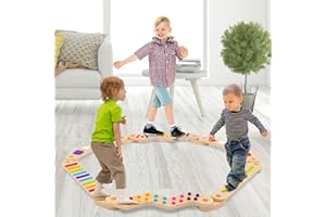 EULEUY Kinder Schwebebalken aus Holz,Montessori Schwebebalken für Kleinkinder,Indoor und Outdoor Kinder Balance Trittsteine,Koordinations-und Stabilitätstraining,Geschenke für Jungen und Mädchen ab drei.