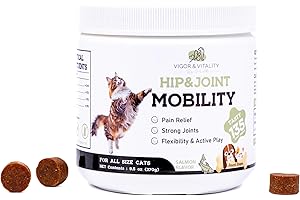 GENERIC Vigor & Vitality Hip & Joint Mobility Supplements For Cats With Glucosamine, Chondroitin & Green Lipped Mussel Treat Chews 135 Chews (Salmon Flavour)