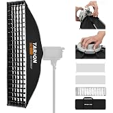 TARION Softbox Quick Installation Bowens &ndash; 30 x 120 cm Rectangular Folding Light Box with Grid for Professional Studio Photog