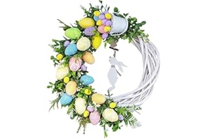 BLISSFULABODE Osterkranz Tür hängende Dekoration, Ostereierkranz mit Acryl Osterhase Ei Schmetterling Dekor, Frühlingskranz für drinnen und draußen hängende Ornamente Zuhause Haustür Party Dekorationen