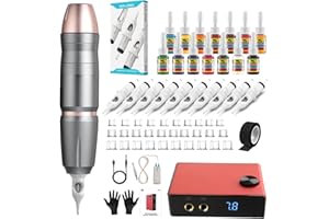 Solong Tattoo Kit Professional: High-Efficiency Motor Tattoo Gun Machine, LCD Power Supply, 14 Color Premium Ink, 10 Tattoo Needles, Foot Pedal Control, and Portable Case