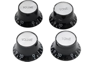 Musiclily Metryczna Gałka Potencjometru 2 Volume 2 Tone Top Hat Reflector do Gitary Elektryczny typu LP SG, Czarny