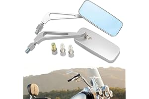 YUJYGAO 8mm /10mm Rétroviseur Rectangulaire Moto, Rétro Rétroviseur Latéral Compatible avec Bobber Cruiser Choppers Touring ATV Sport vélo Street Bikes
