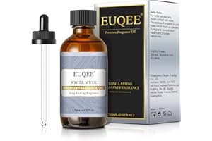 EUQEE Olio Essenziale Muschio Bianco 60ml, Oli Essenziali per Diffusori, Olio di Muschio Bianco Floreale Olio Profumato per Aromaterapia, Candele Fai da De, Relax