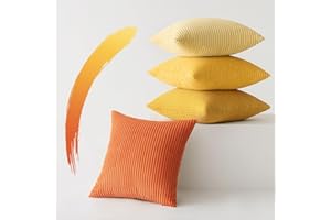SLOZZI 4er Set Kordsamt Kissenbezug Kissenbezüge Kissenhülle Sofakissen Dekokissenbezug Couchkissen Weich für Sofa Schlafzimmer Wohnzimmer Büro, 40x40 cm, Orange Serie