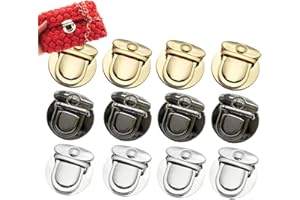 Biluer Drehverschluss Tasche 12 Stück Taschenverschluss Steckschloss für Taschen Geldbörse Push Lock Set Verschluesse Steckschloss Portemonnaie für Portemonnaie Geldbörse DIY(Hellgold,Silber,Schwarz)