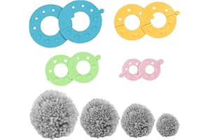 AOMIGT Pom Pom Maker,Fluff Ball Weaver Nadel,4 Größen Plastic Pompom Maker Set,DIY Pompoms Handwerk,Bommel Maker Wiederverwendbar,Puschel Basteln,3,5/5,5/7/9cm Fluff Ball Wool Tool