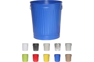 Jinfa Bidone in metallo pattumiera secchio spazzatura contenitore cibo cani | SOLO secchio senza coperchio | Blu | Misura: XL | Ø 42 cm, h 47,5 cm | Vol. 62 litri