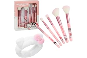 Hello Kitty Make up Pinsel Set, 5 Schminkpinsel inklusive flauschigem Stirnband