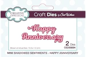 Sue Wilson Mini Shadowed Sentiments - Happy Anniversary - Cutting Dies, Silver, 10.3 x 1.5 cm Largest Die