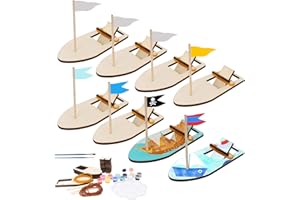 DKINY 8 Kits Bricolage Bateaux 3D en Bois à Colorer avec Peinture et Pinceaux pour Enfants Loisirs Créatifs Cadeau Anniversaire Activité Été Fête Carnaval Halloween