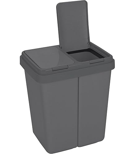 Tatay Cubo de Reciclaje 25L con Pedal | 2 Compartimentos (17L 8L) | Uso Interior y Exterior | Apto para Bolsas de 30L | Plástico Resistente Libre de BPA | 33,5x31x42