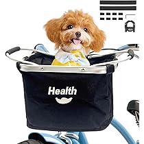 Cestino Anteriore Per Bici Per Animali Domestici | Rimovibile, Capacità 5 Kg | Con Cuscino Lavabile E Guinzaglio Di Sicurezza