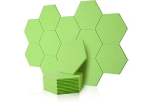 Rdutuok 12 pannelli acustici esagonali, 30 x 26 x 1 cm, assorbitori acustici, pannelli acustici, da parete per studio, ufficio, studio e decorazione da parete (verde)