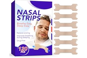 QLIGES 120 Pezzi Cerotti Nasali Antirussamento, Cerotti Nasali - Facilitano la Respirazione Durante il Sonno, Alleviano Istantaneamente la Congestione Nasale, Riducono il Russamento -66x19mm
