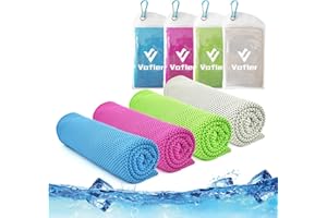 Vofler Cooling Towel, [4 Pack] Cooling Towels Microfibre Cooling Ice Cold Headband Bandana Back Wrap (102 x 30 cm) for Athletes Men Women Yoga Outdoor Golf Running Hiking Sports Camping