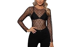 Top Donna In Mesh Floreale - Crop Top Maniche Lunghe Collo Alto - Foto 10